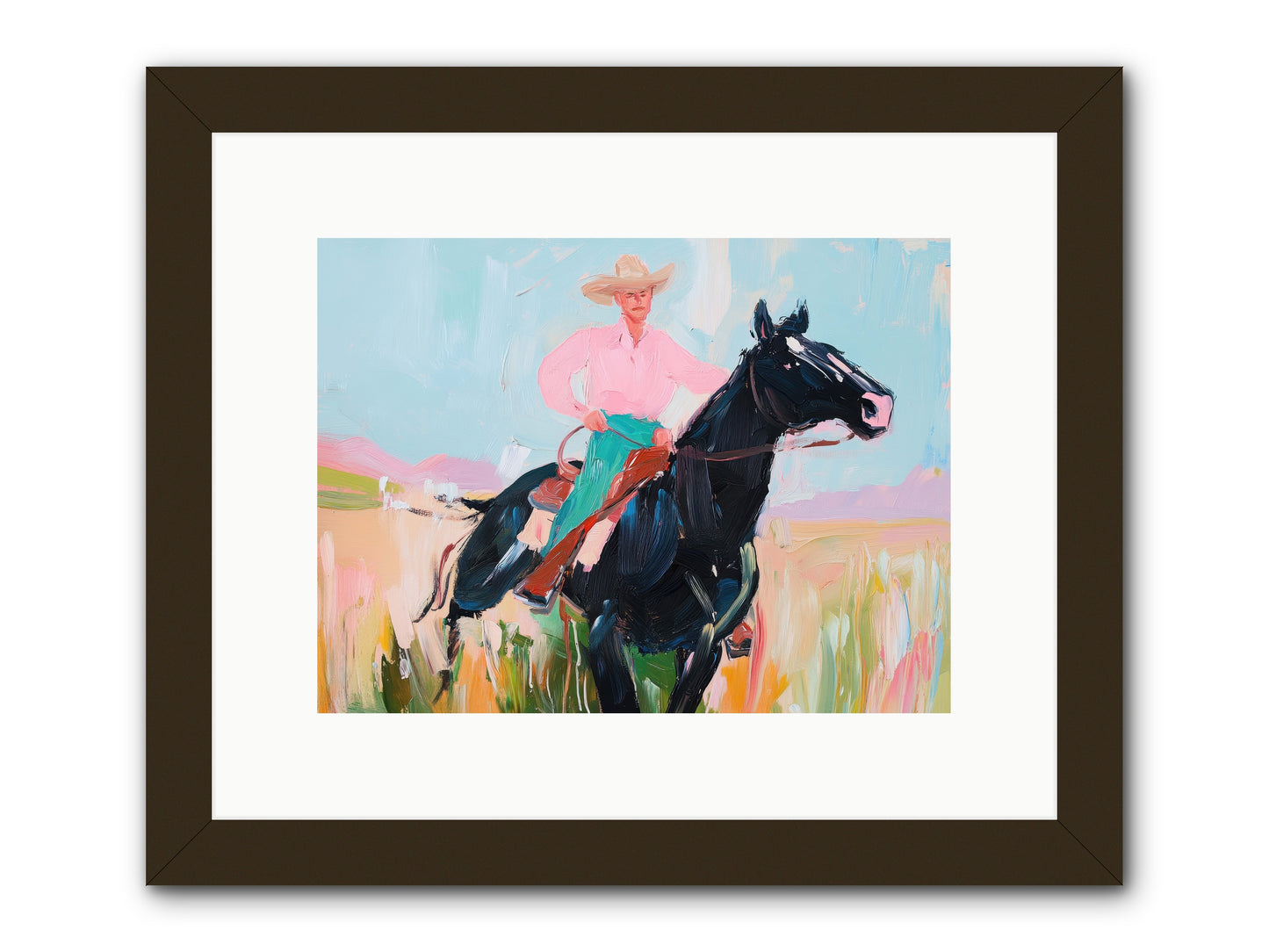 Barrel Racer's Dream -- Framed Print - Black 12x9