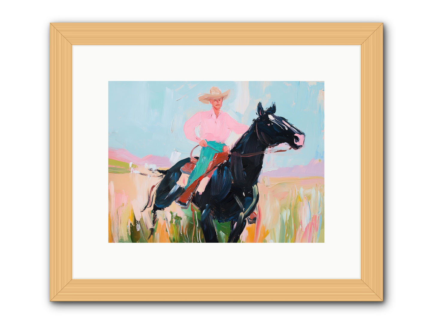 Barrel Racer's Dream -- Framed Print - Natural 12x9