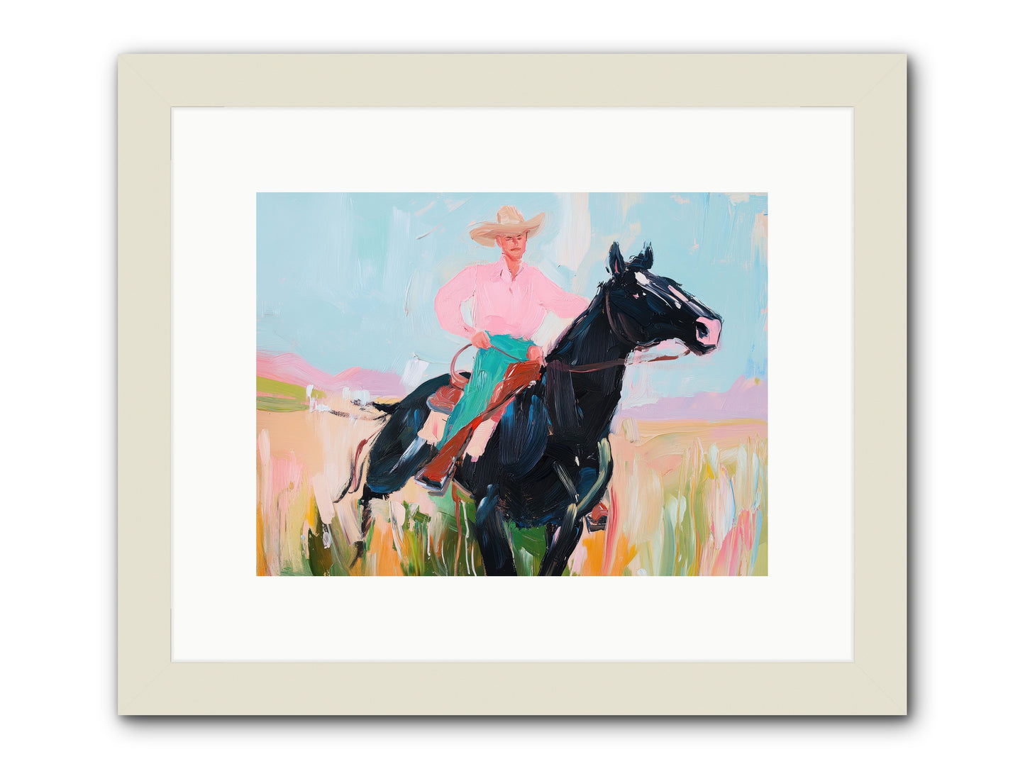 Barrel Racer's Dream -- Framed Print - White 12x9