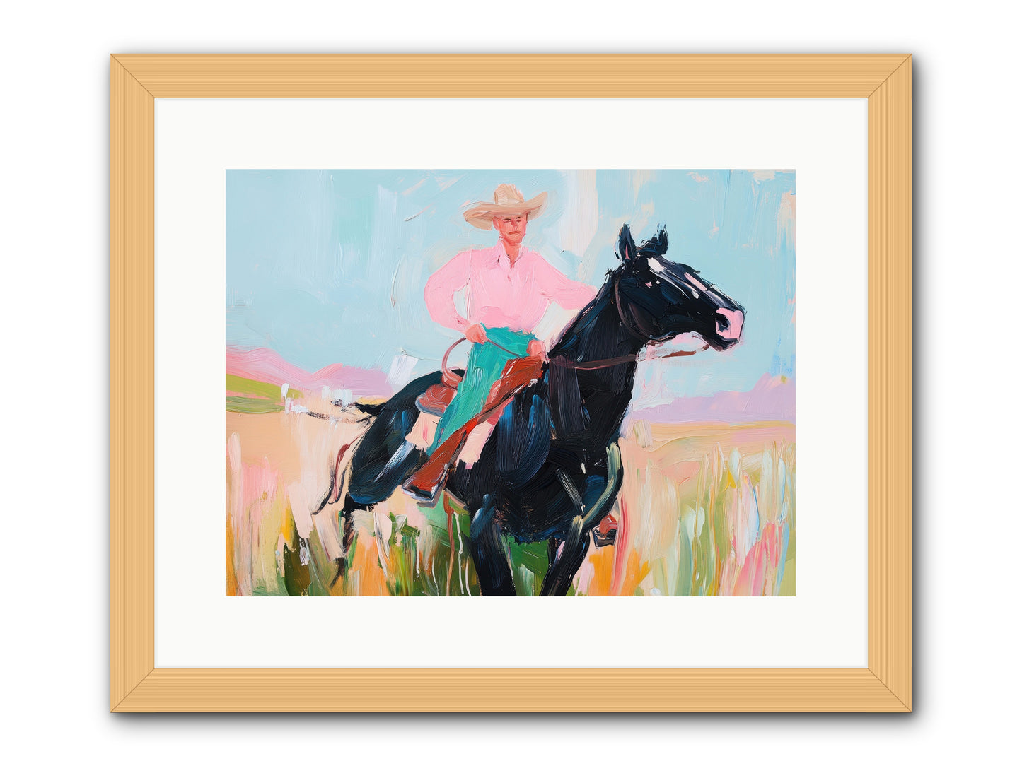 Barrel Racer's Dream -- Framed Print - Natural 16x12