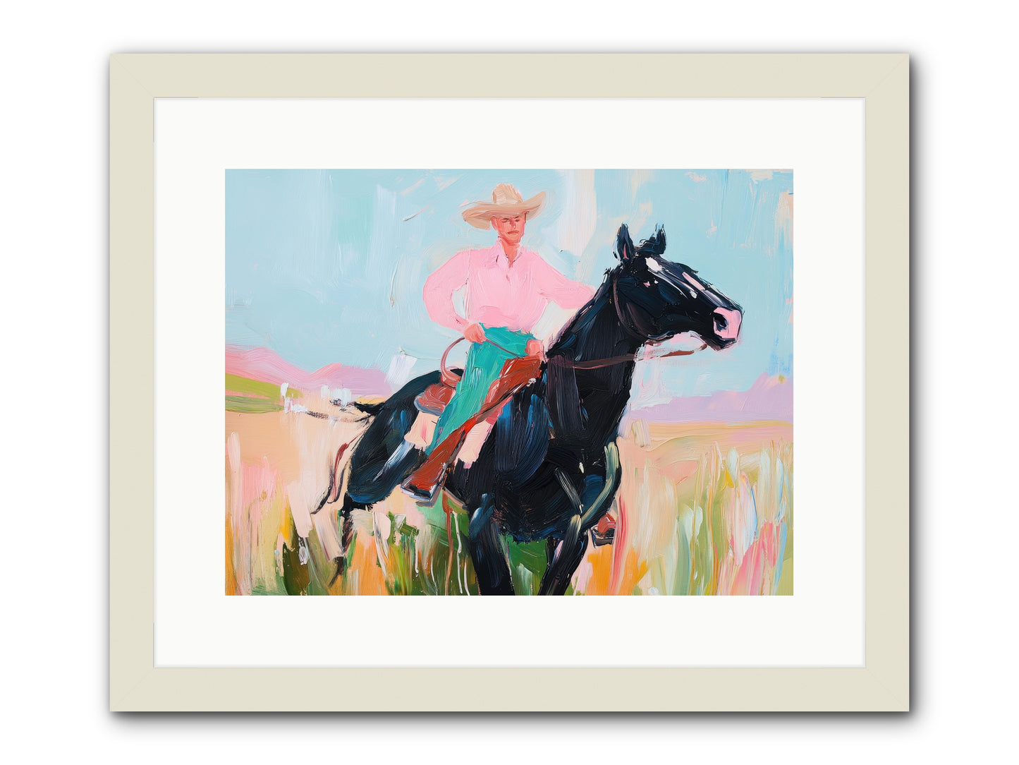 Barrel Racer's Dream -- Framed Print - White 16x12