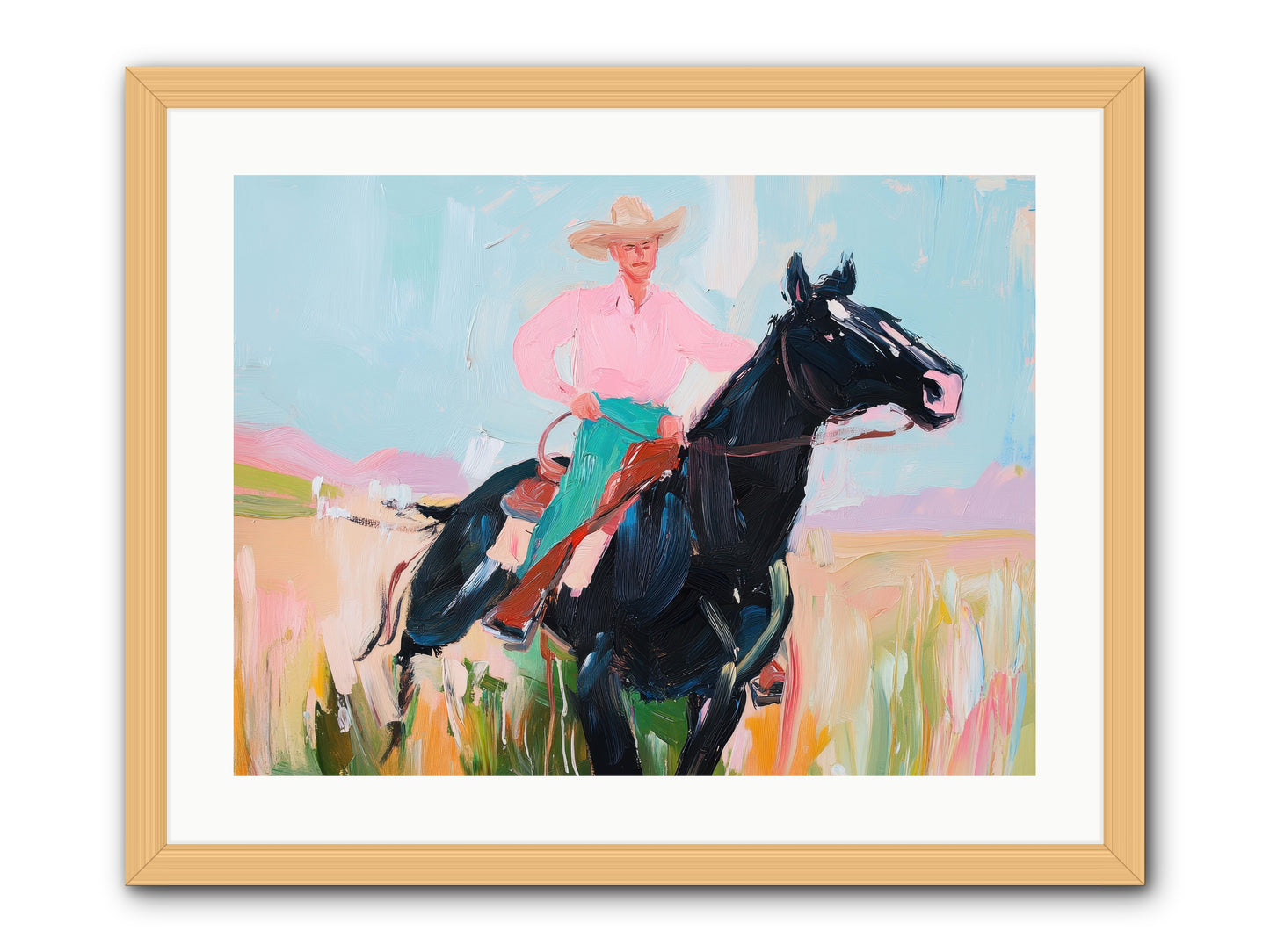 Barrel Racer's Dream -- Framed Print - Natural 24x18
