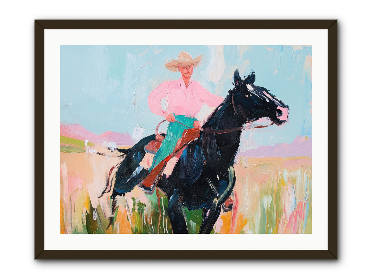 Barrel Racer's Dream -- Framed Print - Black 32x24