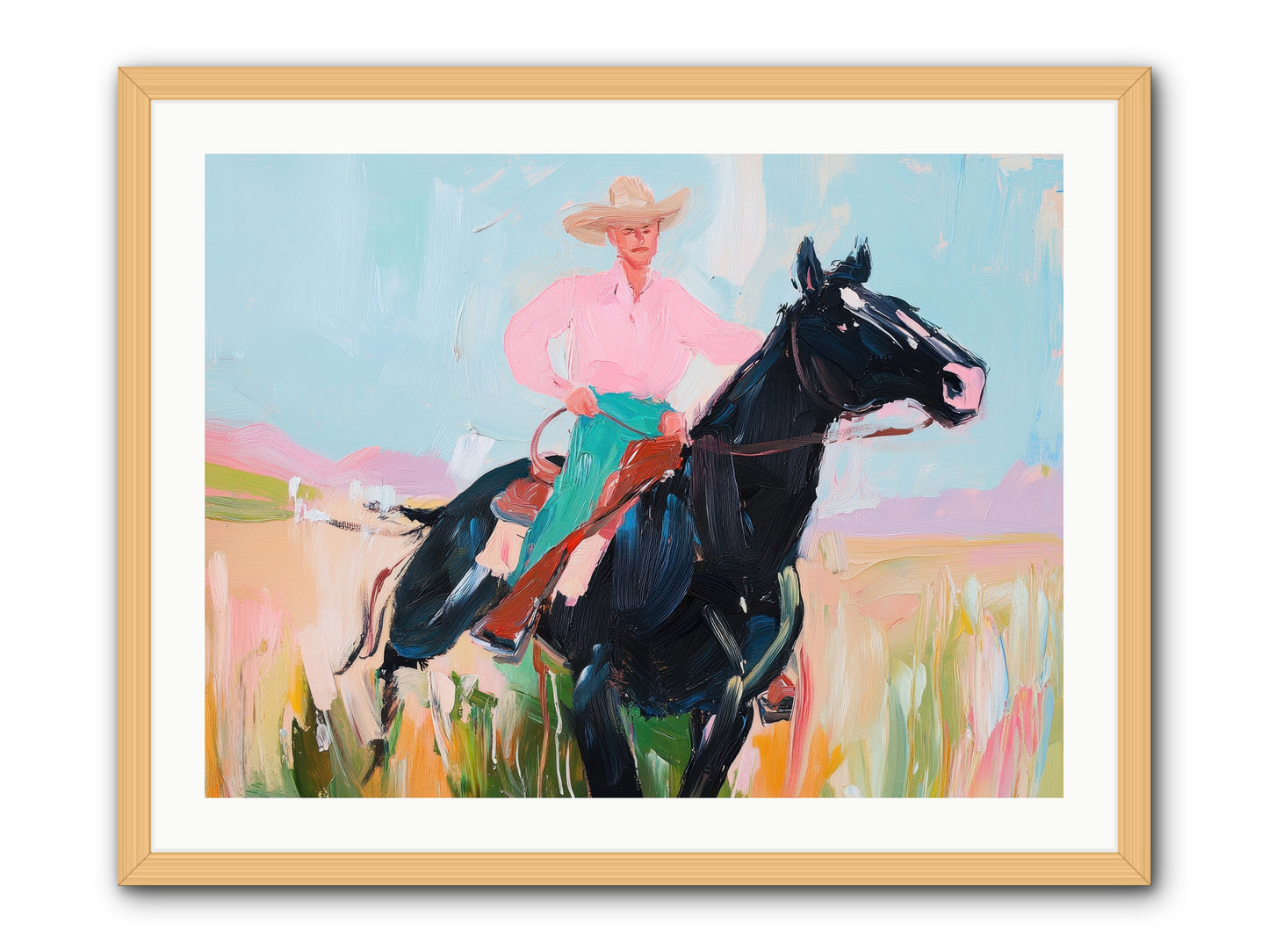Barrel Racer's Dream -- Framed Print - Natural 32x24