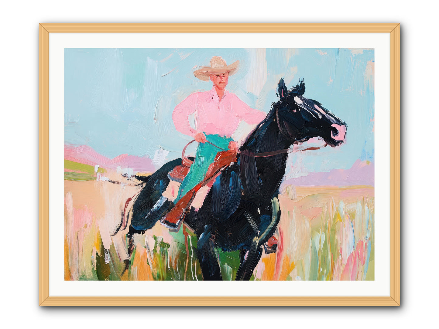 Barrel Racer's Dream -- Framed Print - Natural 40x30