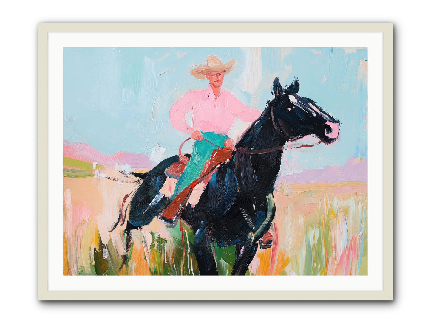 Barrel Racer's Dream -- Framed Print - White 40x30