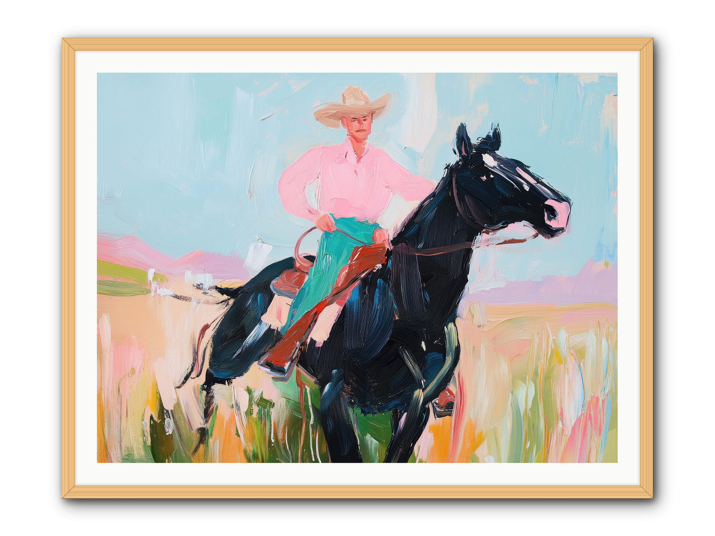 Barrel Racer's Dream -- Framed Print - Natural 48x36