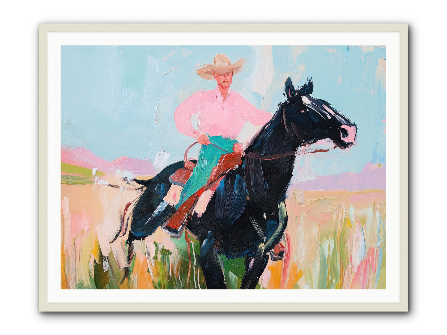 Barrel Racer's Dream -- Framed Print - White 48x36