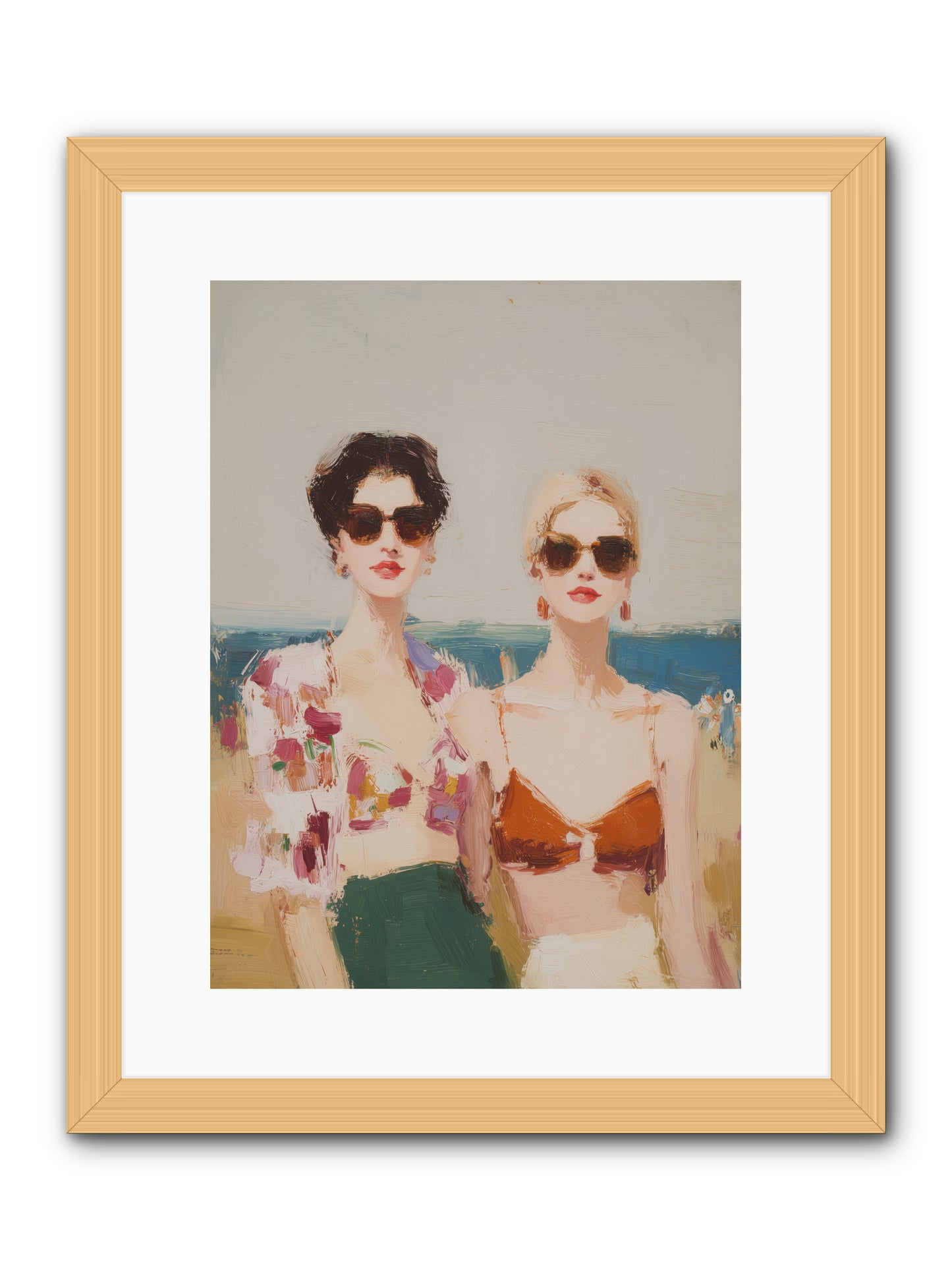 Beach Besties -- Framed Print - Natural 12x16