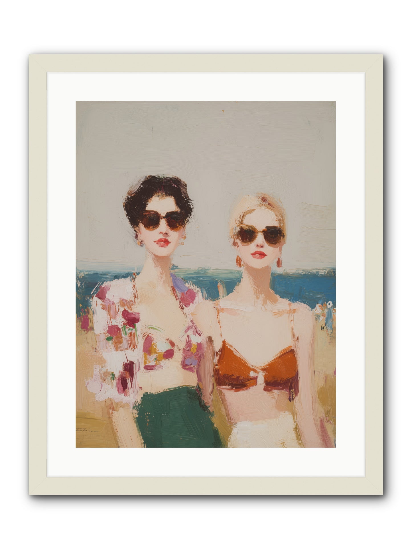 Beach Besties -- Framed Print - White 18x24