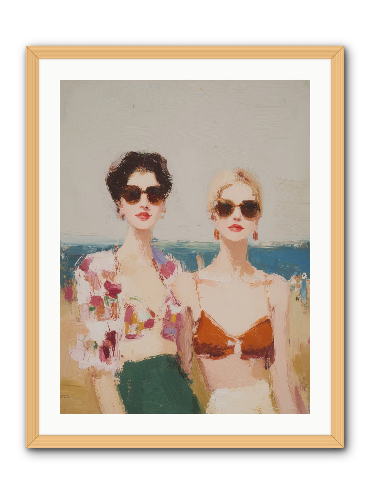 Beach Besties -- Framed Print - Natural 24x32