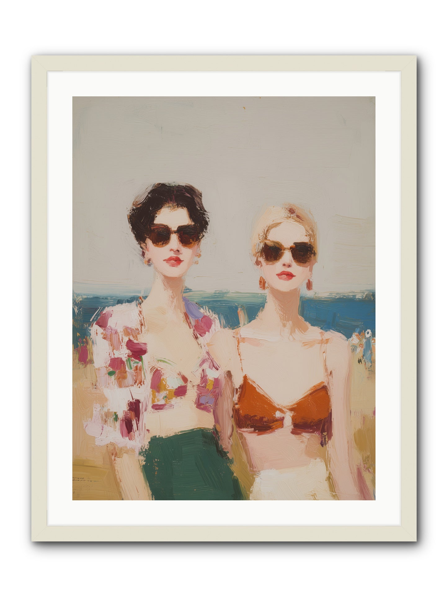 Beach Besties -- Framed Print - White 24x32