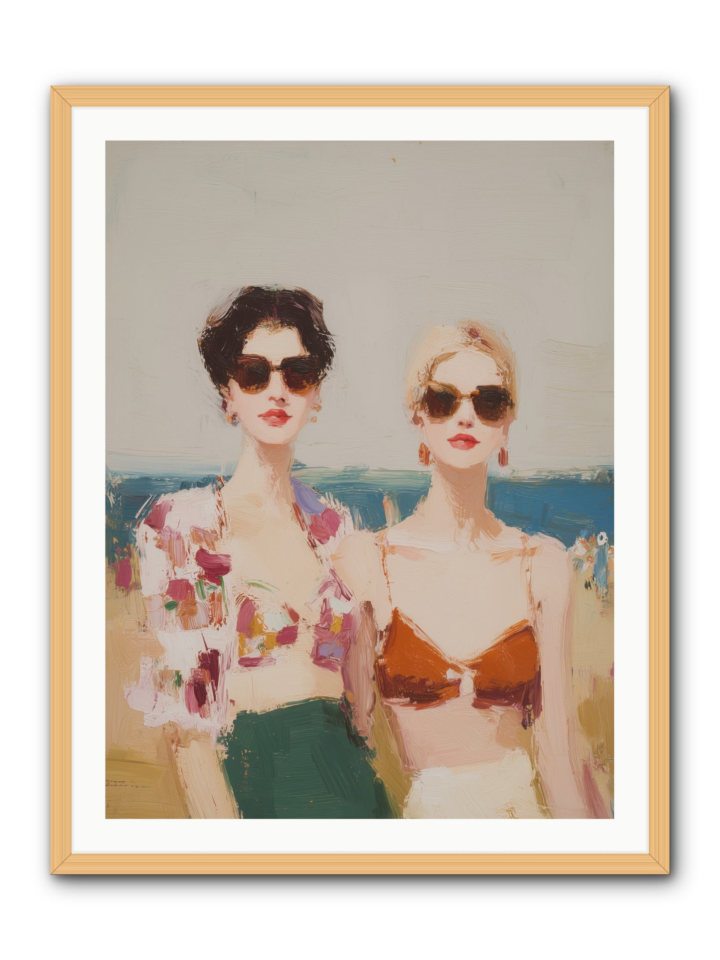 Beach Besties -- Framed Print - Natural 30x40
