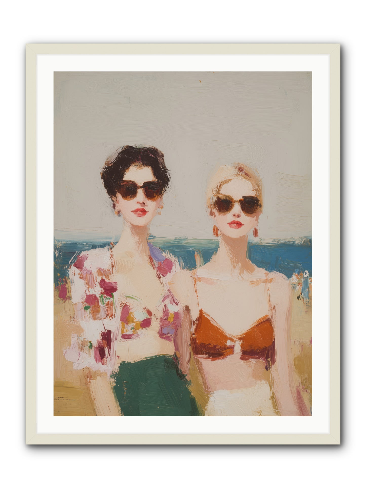 Beach Besties -- Framed Print - White 30x40
