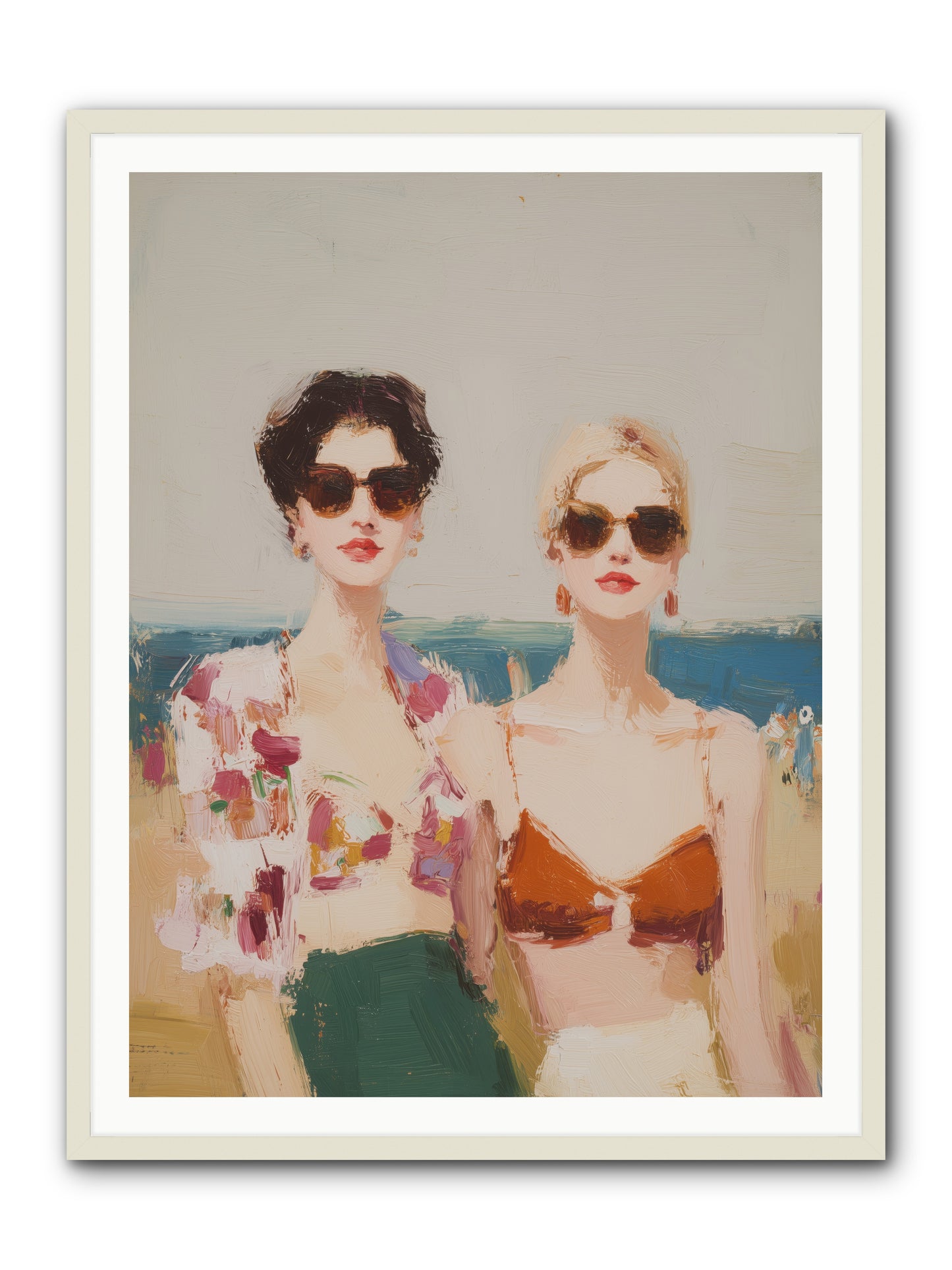 Beach Besties -- Framed Print - White 36x48