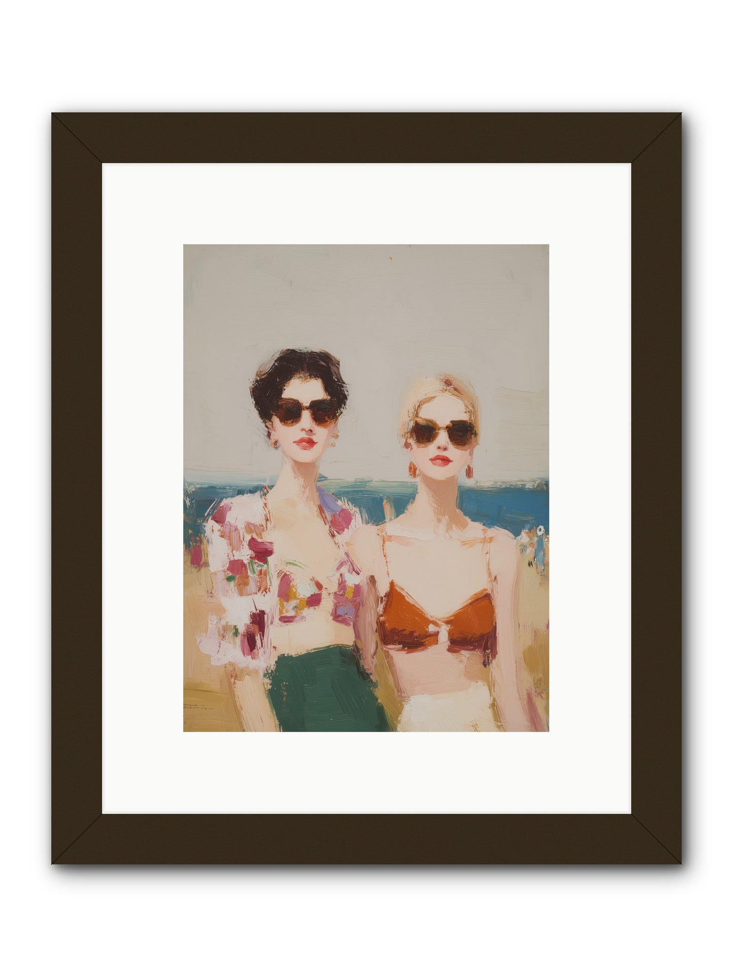 Beach Besties -- Framed Print - Black 9x12