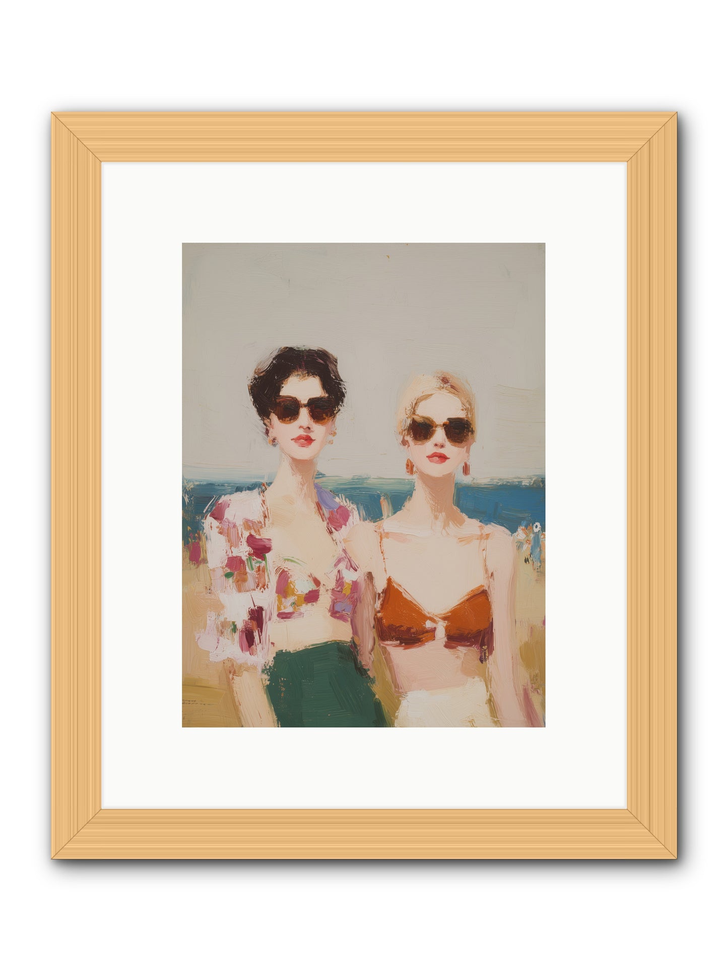 Beach Besties -- Framed Print - Natural 9x12