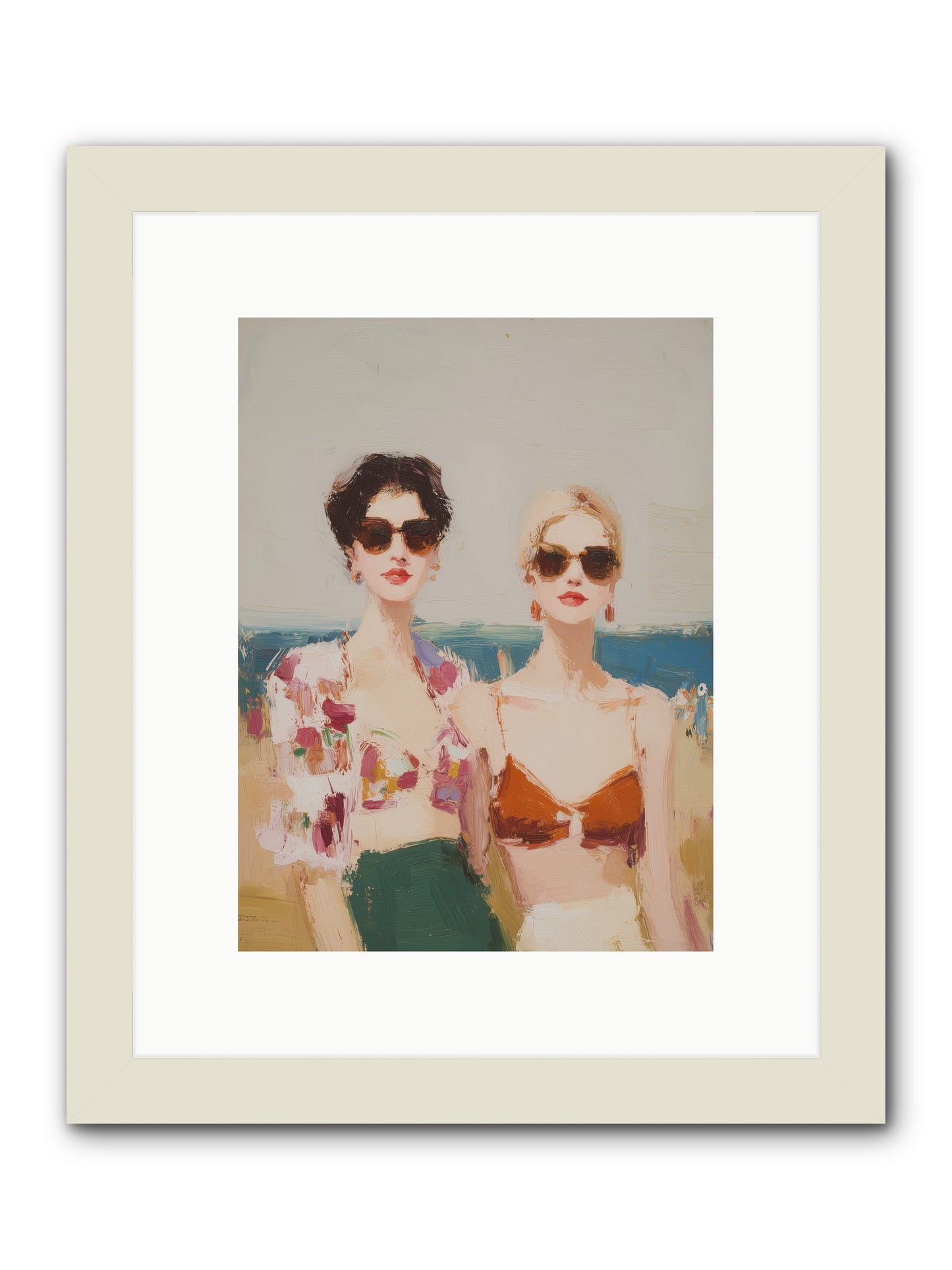 Beach Besties -- Framed Print - White 9x12