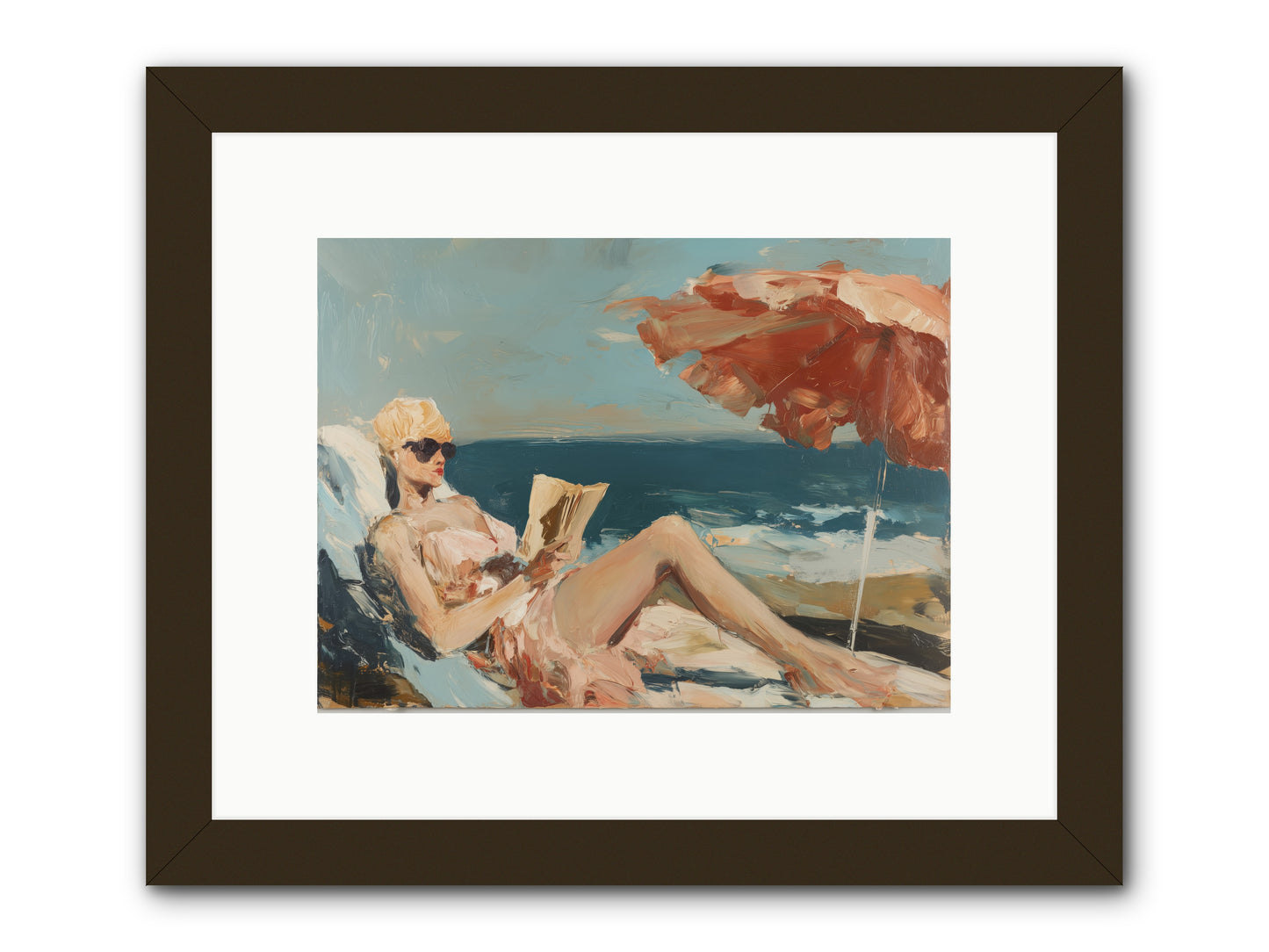 Beach Book Club -- Framed Print - Black 12x9