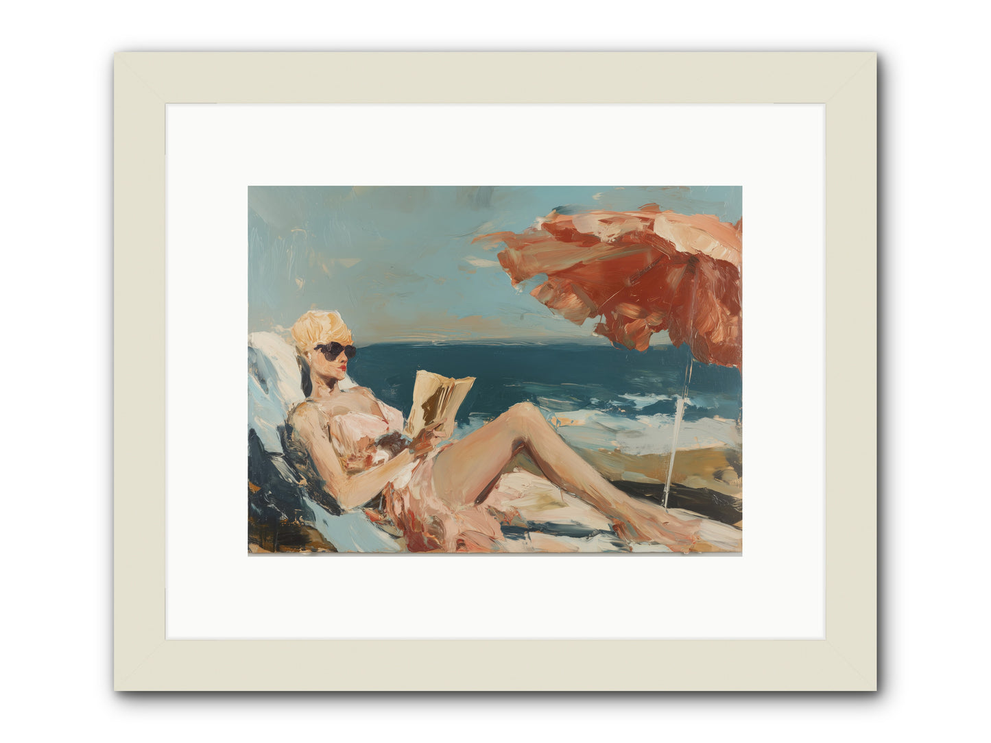 Beach Book Club -- Framed Print - White 12x9