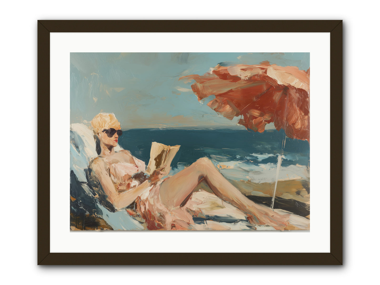Beach Book Club -- Framed Print - Black 24x18