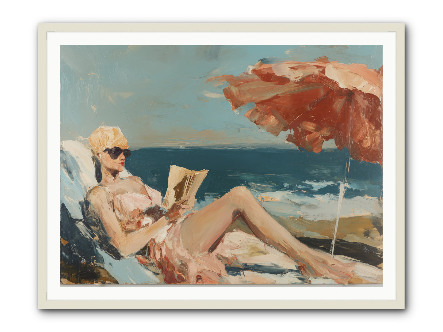 Beach Book Club -- Framed Print - White 48x36