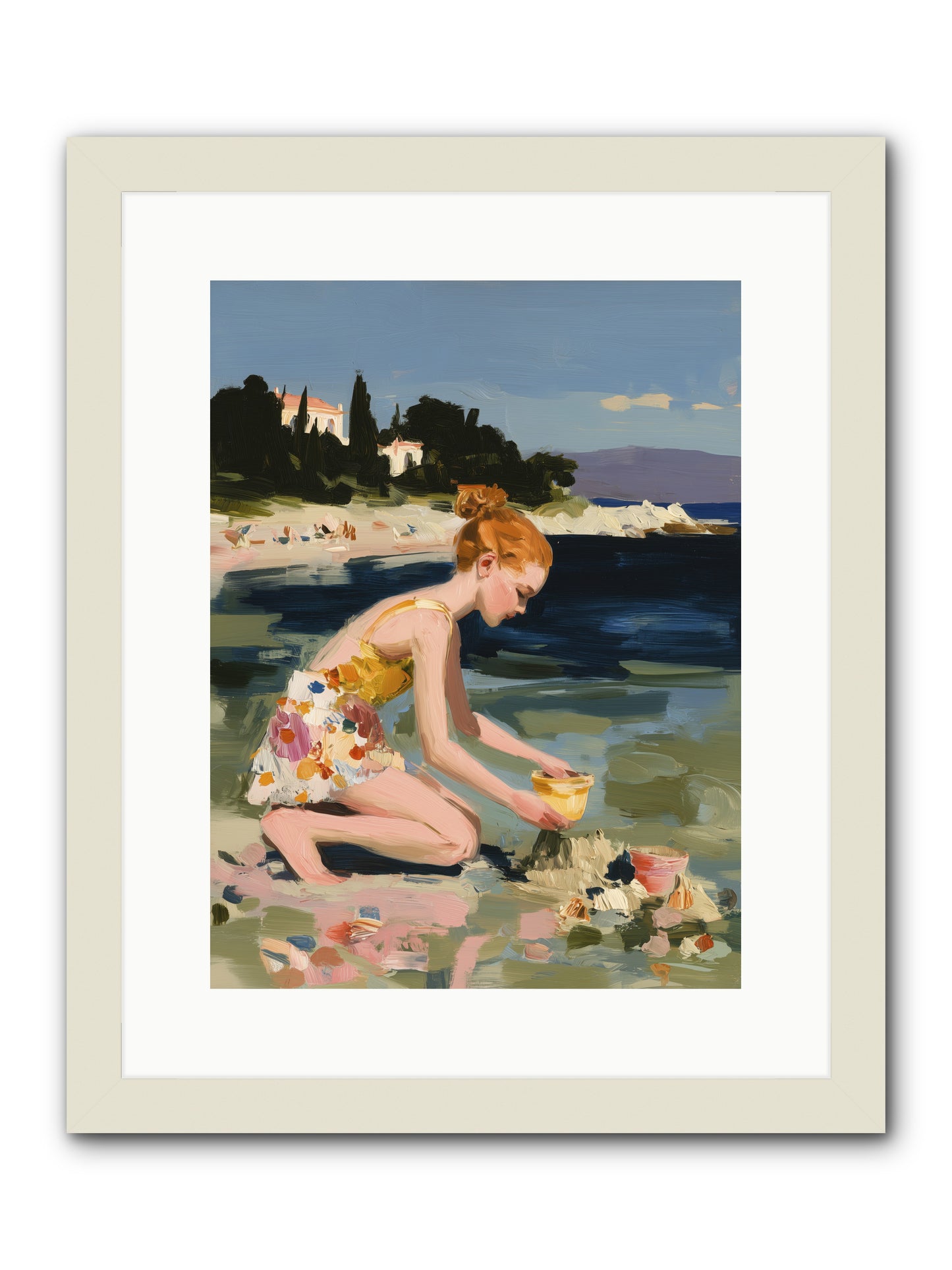 Beach Day Bliss -- Framed Print - White 12x16