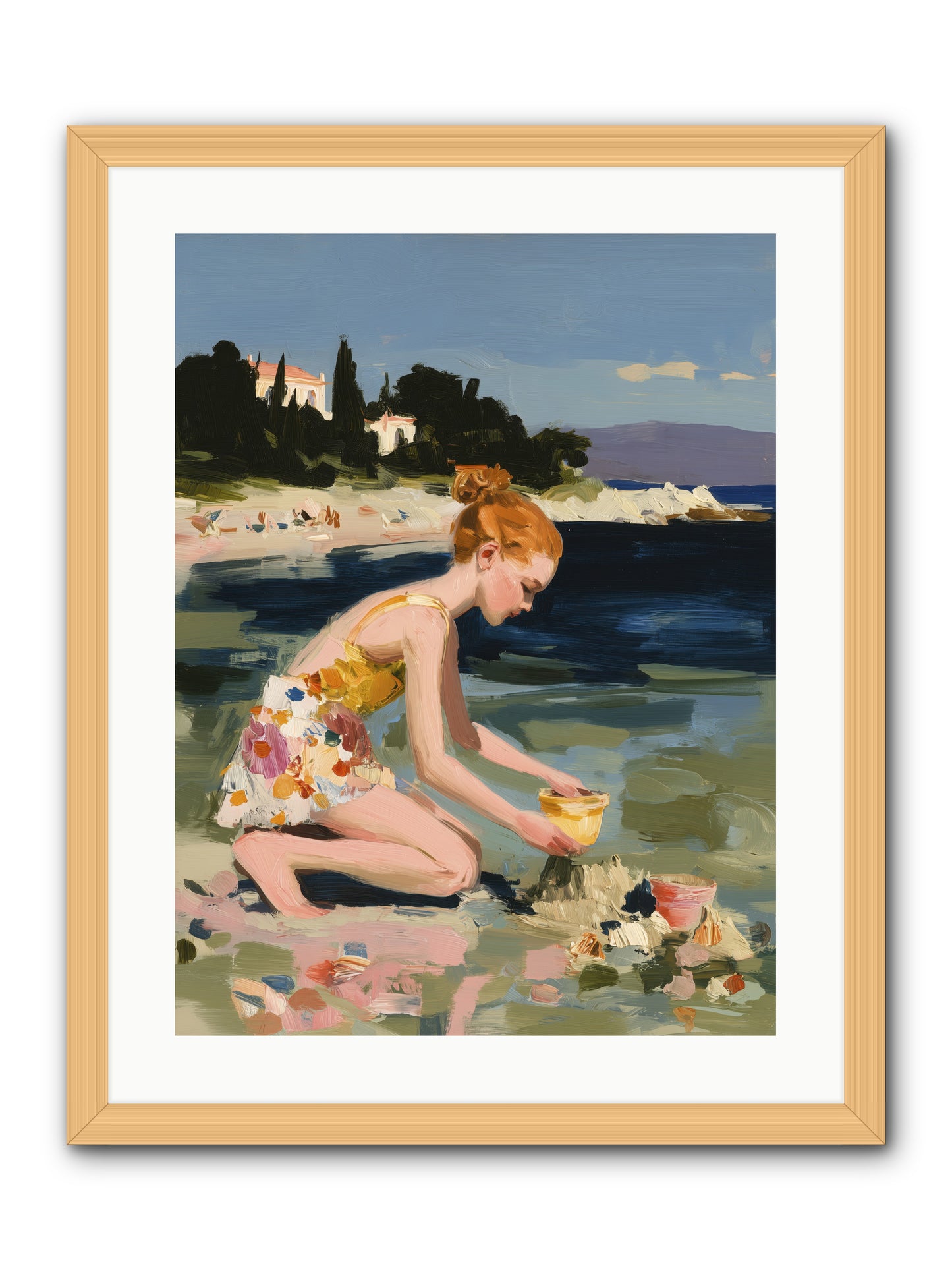 Beach Day Bliss -- Framed Print - Natural 18x24