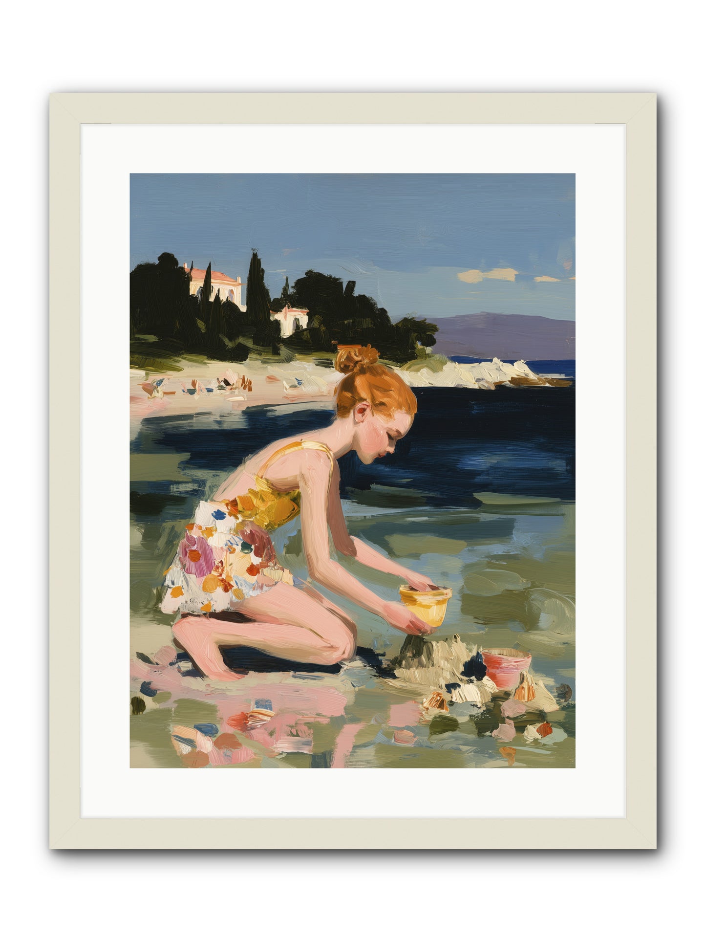 Beach Day Bliss -- Framed Print - White 18x24