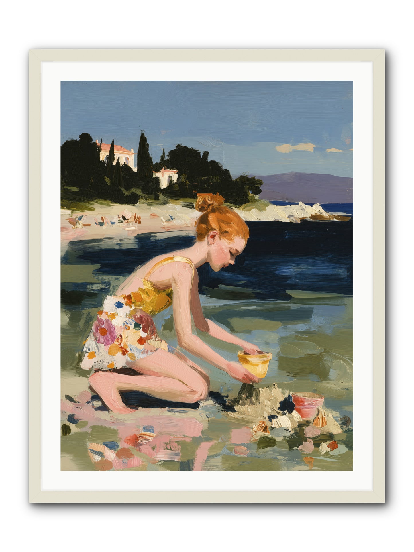 Beach Day Bliss -- Framed Print - White 30x40