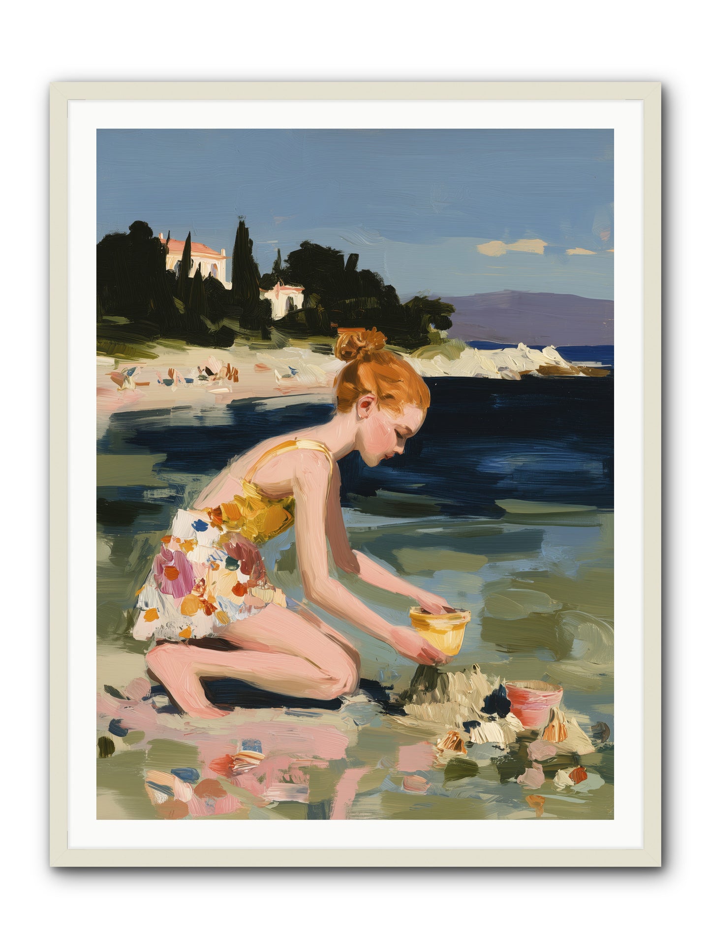 Beach Day Bliss -- Framed Print - White 36x48