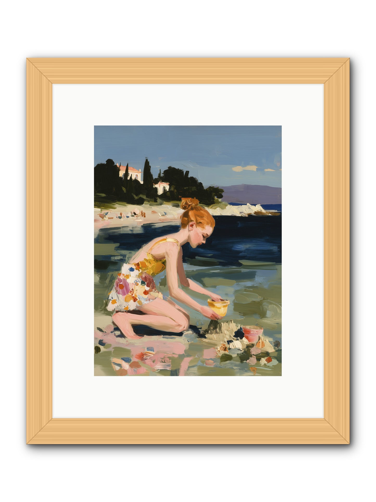 Beach Day Bliss -- Framed Print - Natural 9x12