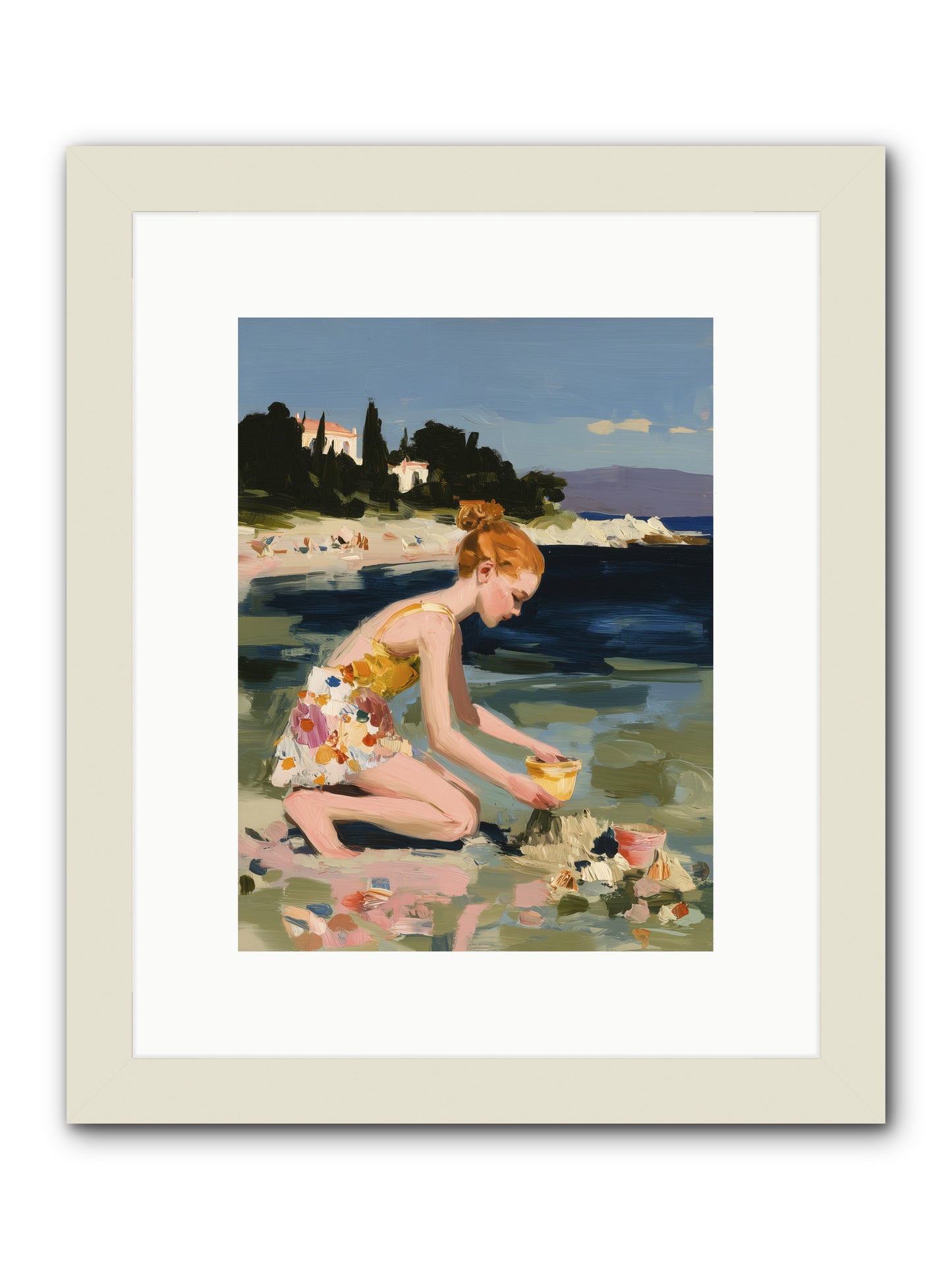 Beach Day Bliss -- Framed Print - White 9x12