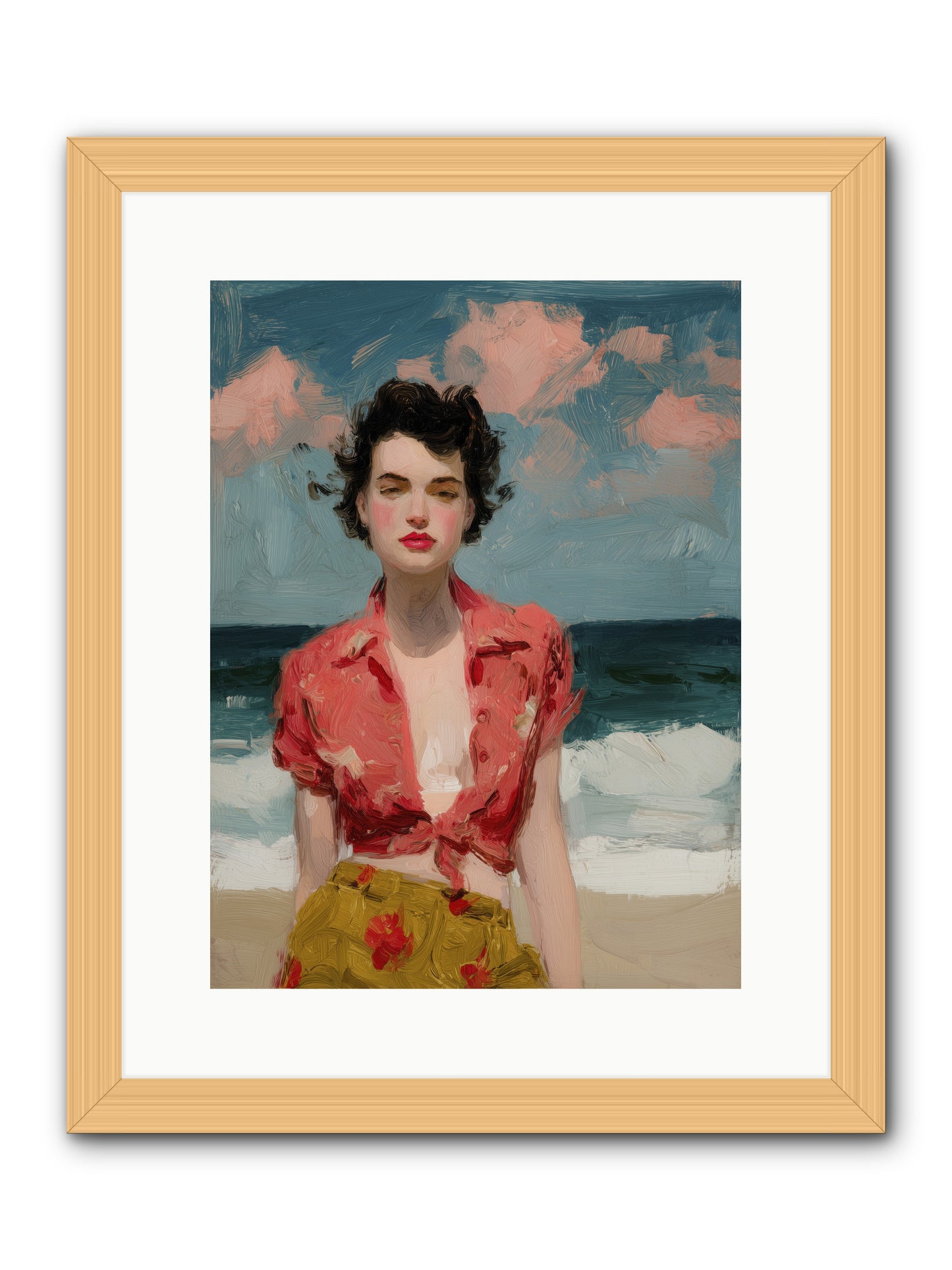 Beach Heart -- Framed Print - Natural 12x16