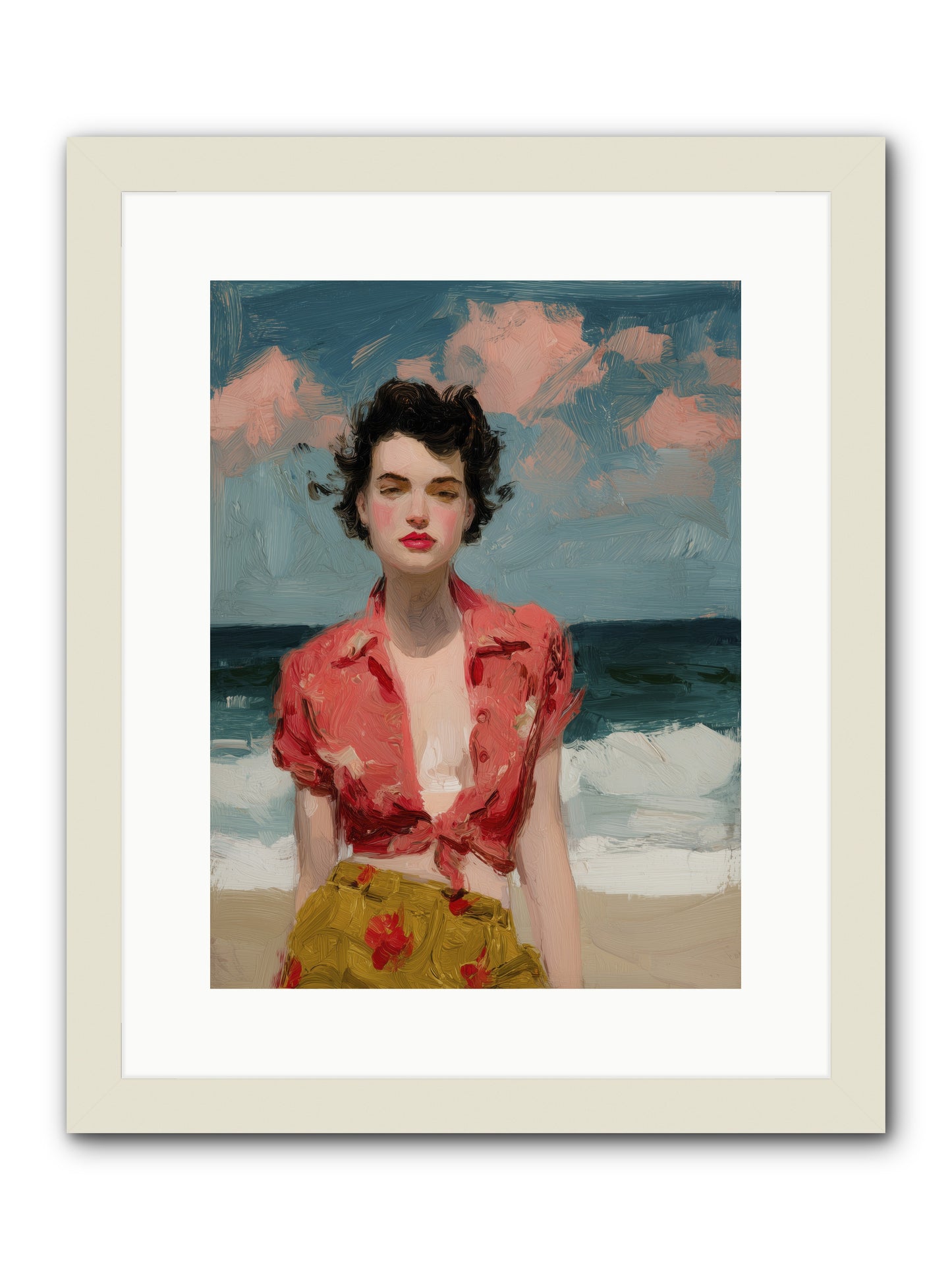 Beach Heart -- Framed Print - White 12x16