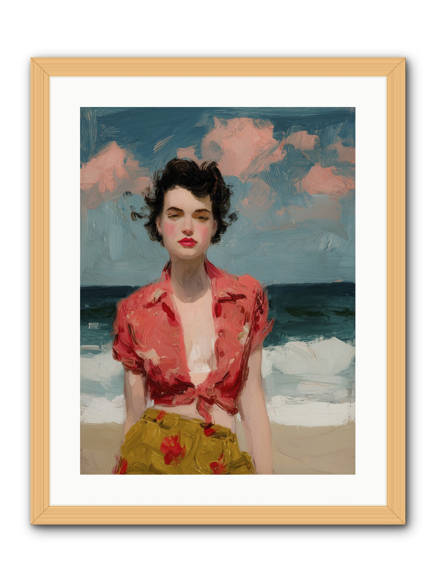 Beach Heart -- Framed Print - Natural 18x24