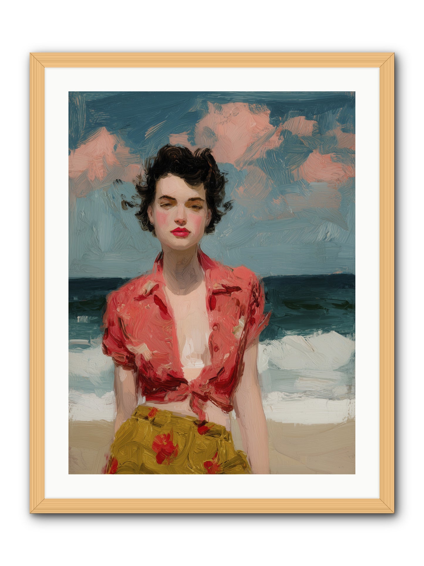 Beach Heart -- Framed Print - Natural 24x32