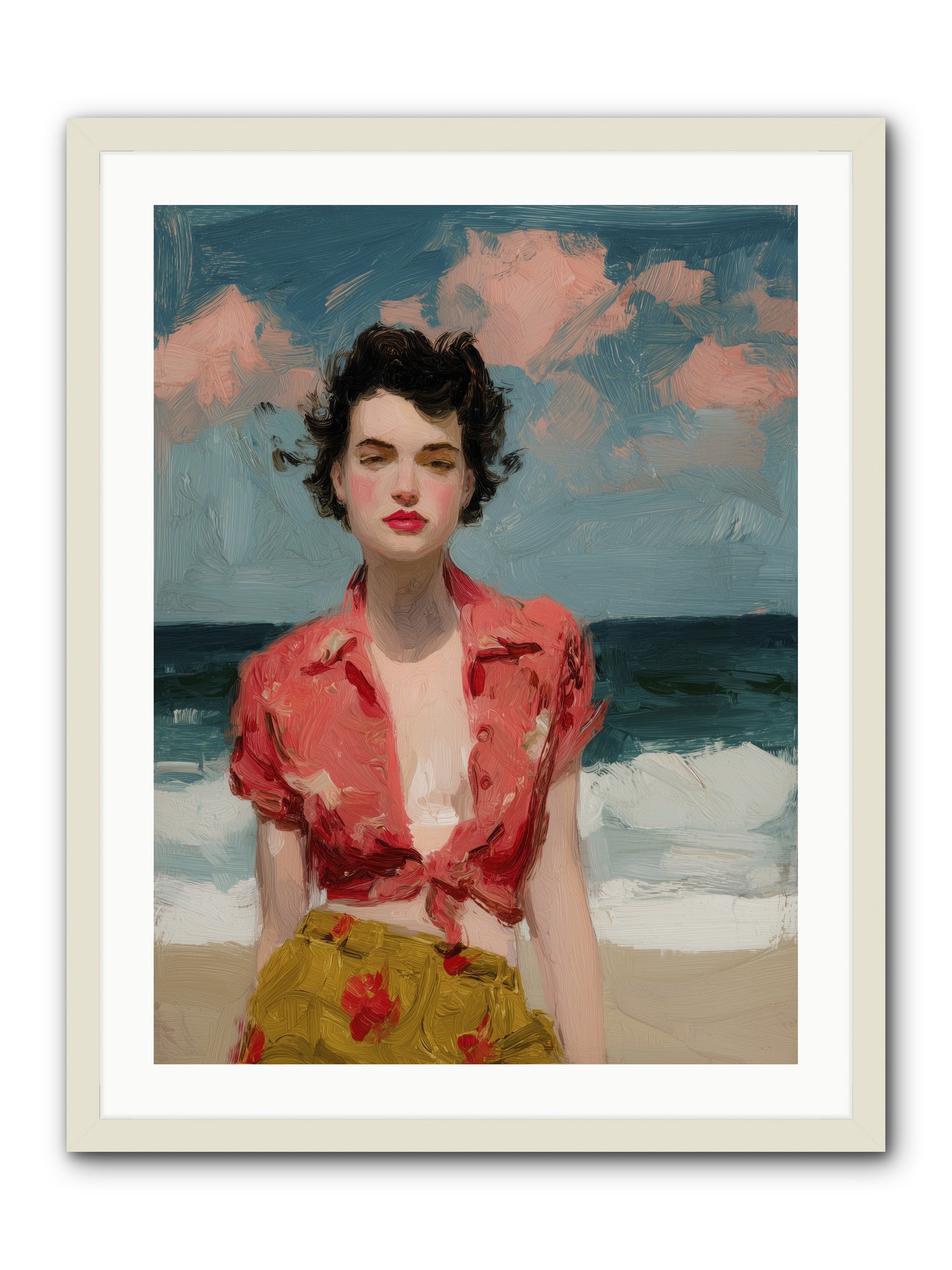 Beach Heart -- Framed Print - White 24x32