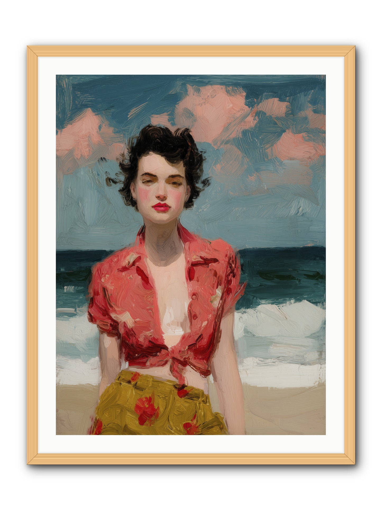 Beach Heart -- Framed Print - Natural 30x40