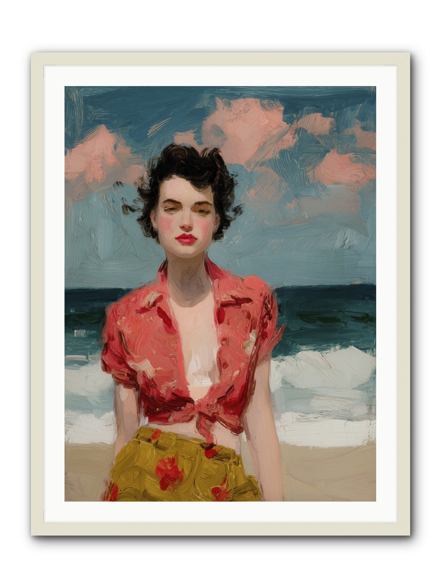 Beach Heart -- Framed Print - White 30x40