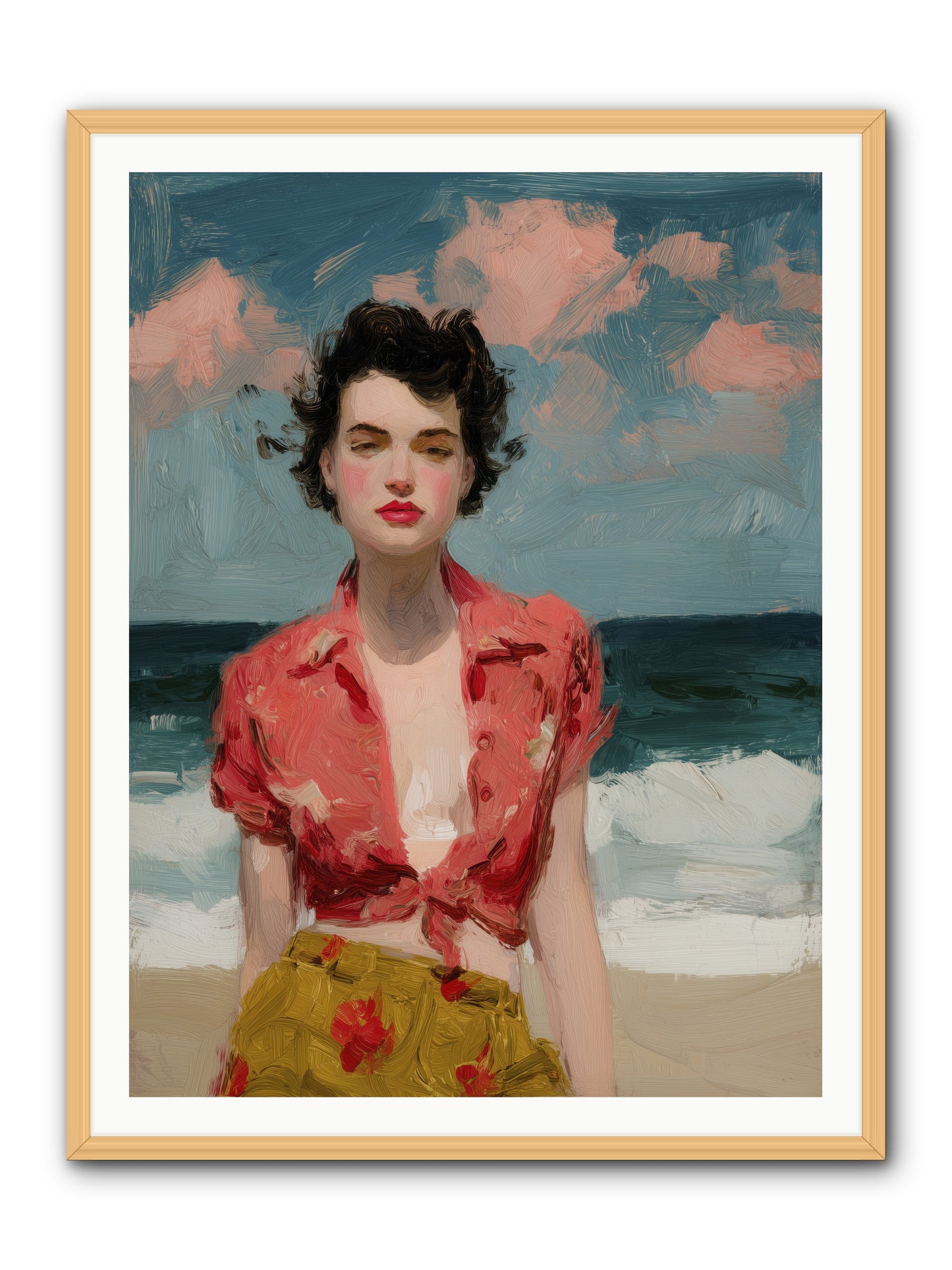 Beach Heart -- Framed Print - Natural 36x48