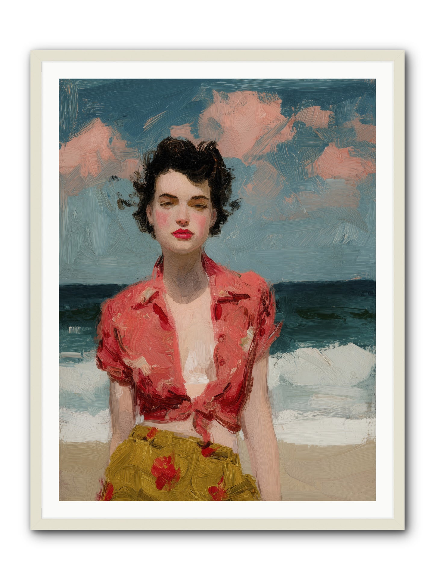 Beach Heart -- Framed Print - White 36x48