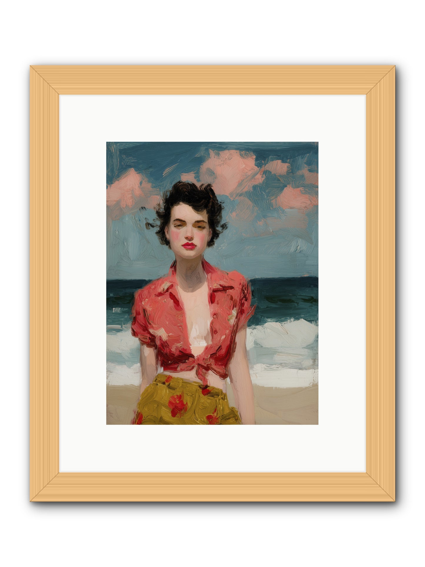 Beach Heart -- Framed Print - Natural 9x12