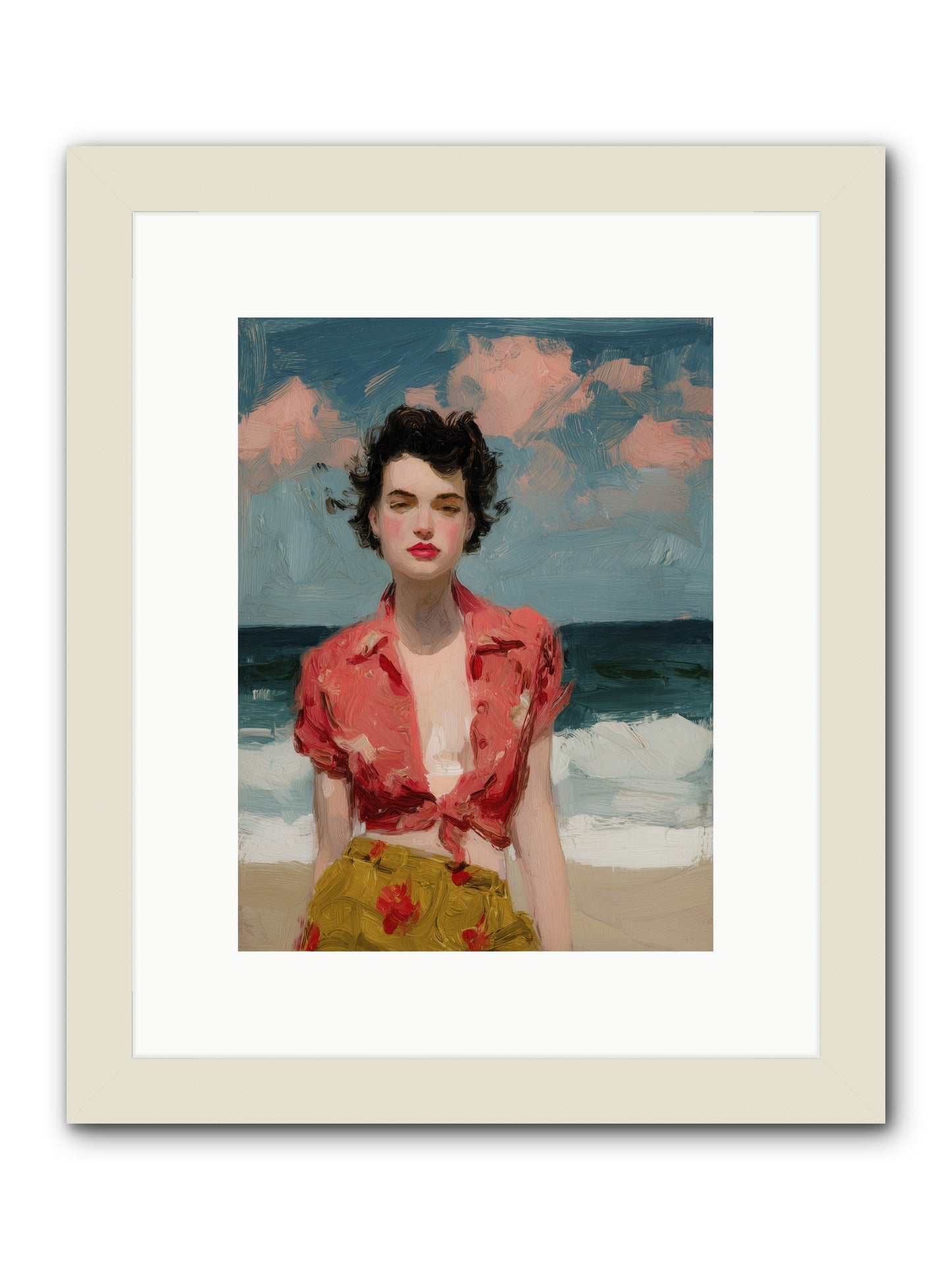 Beach Heart -- Framed Print - White 9x12