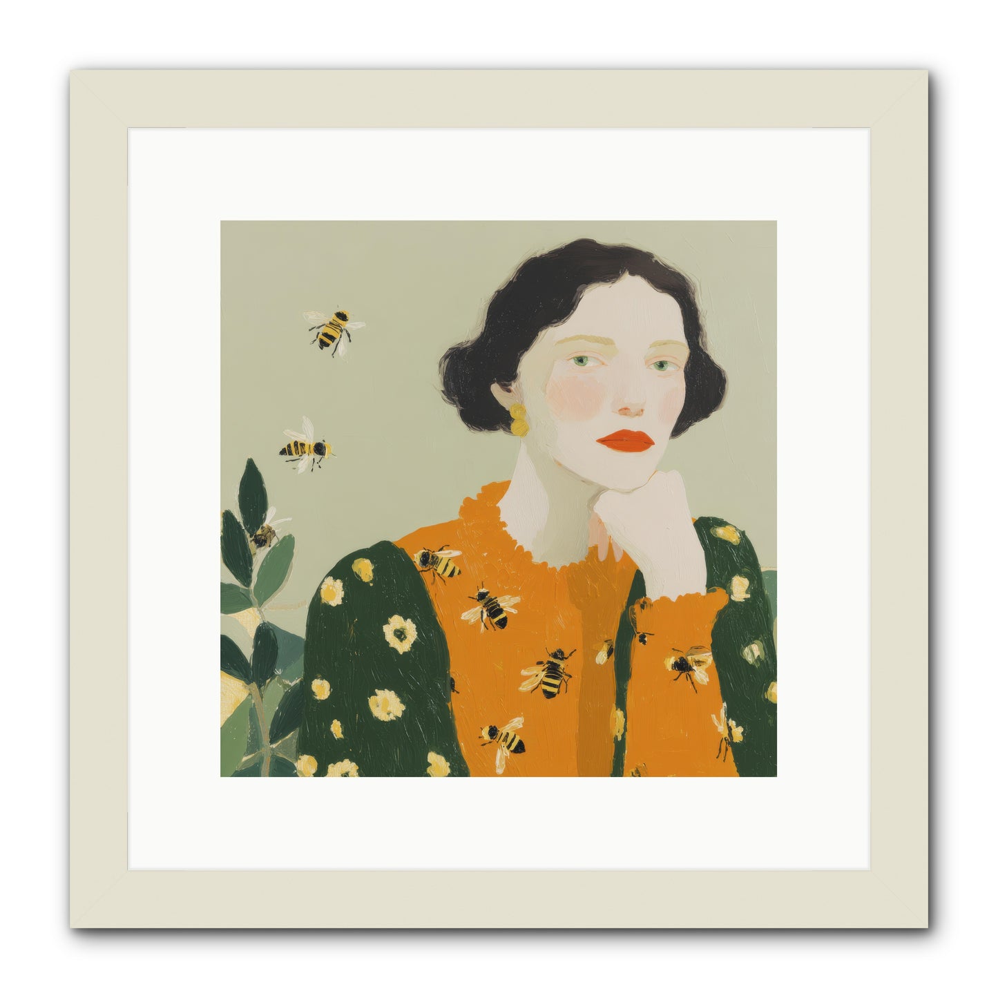 Beekeeper's Secret Joy -- Framed Print - White 12x12