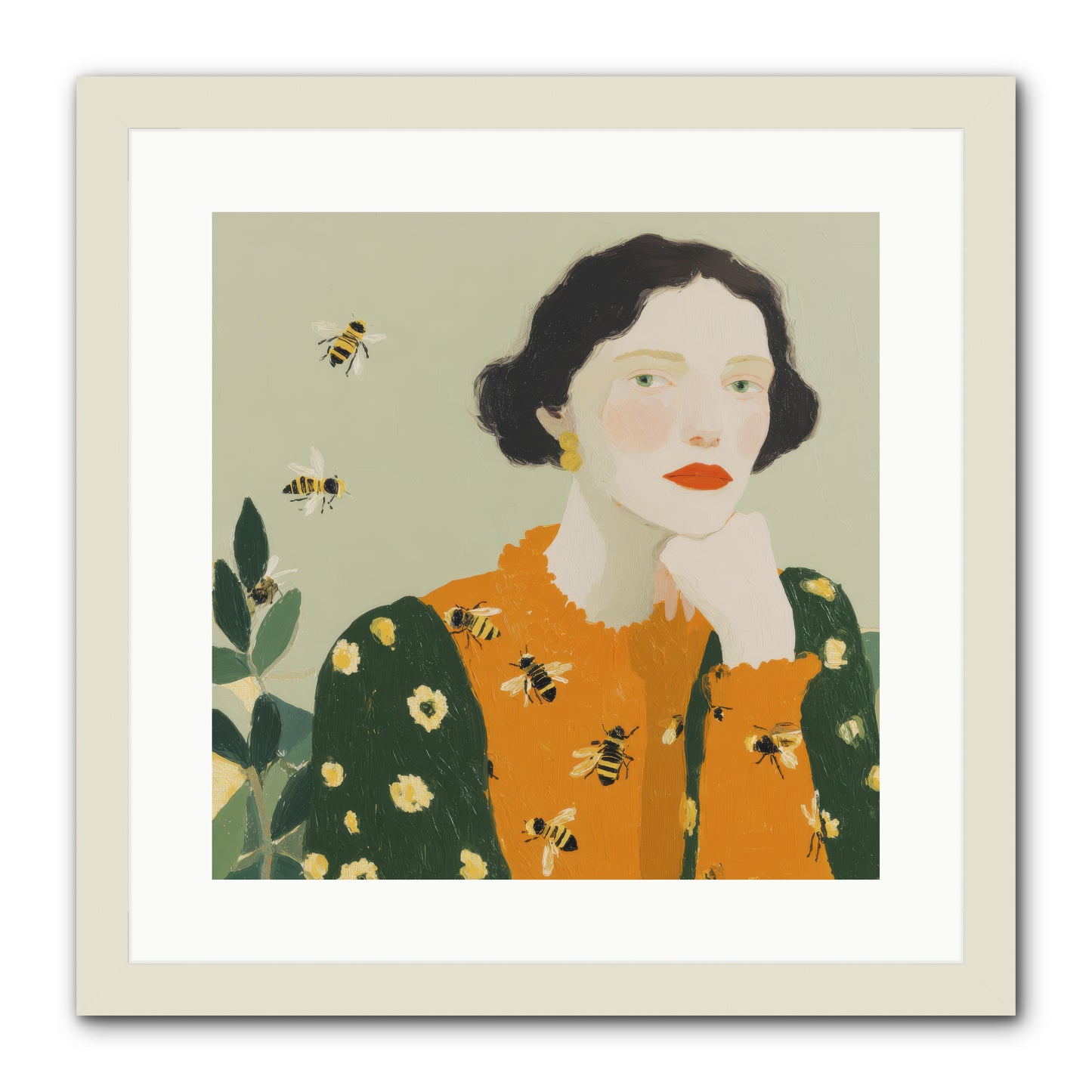 Beekeeper's Secret Joy -- Framed Print - White 16x16