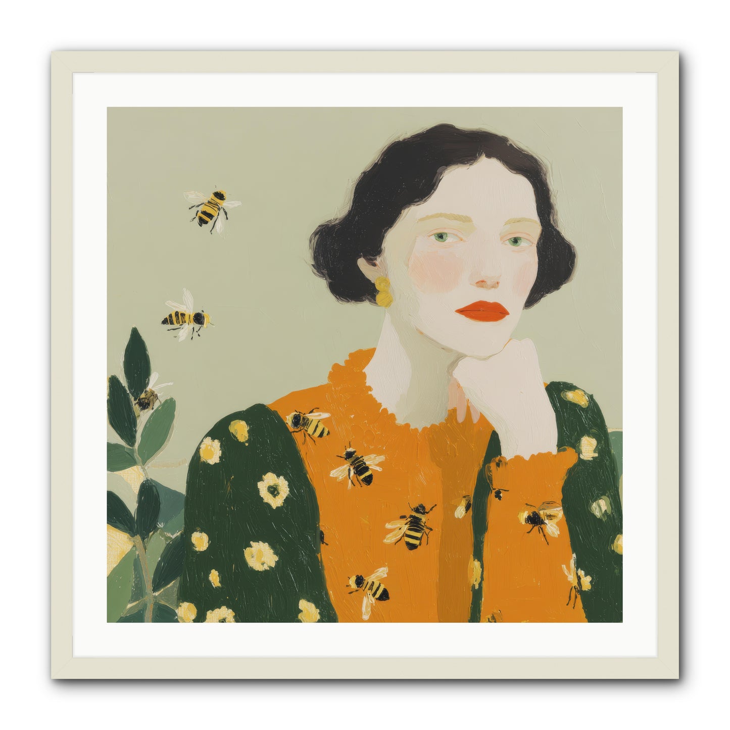 Beekeeper's Secret Joy -- Framed Print - White 30x30