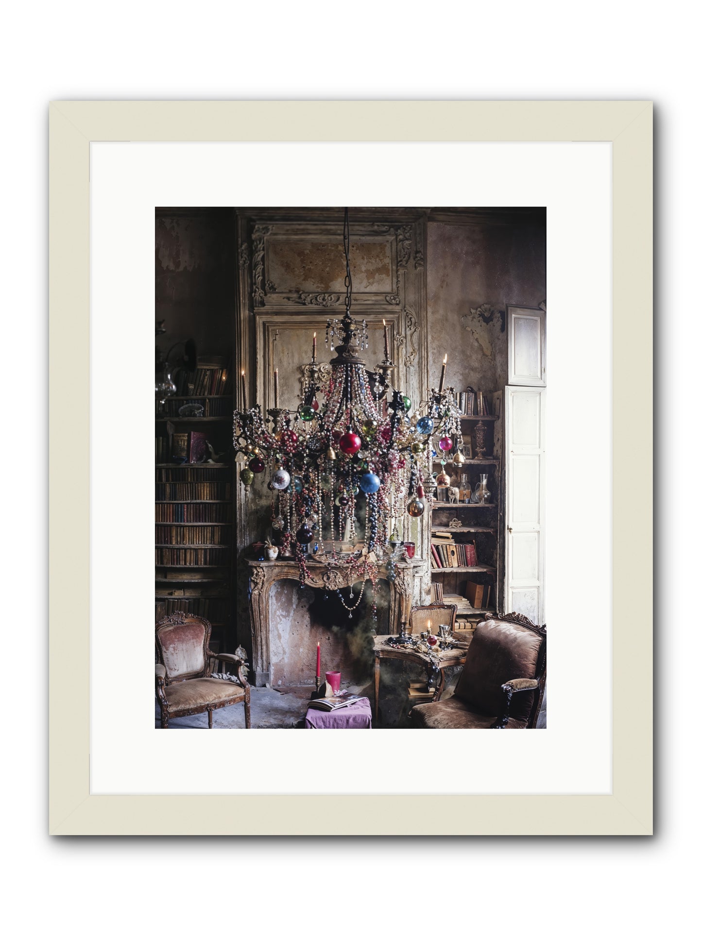 Behind The Velvet Drapes -- Framed Print - White 12x16