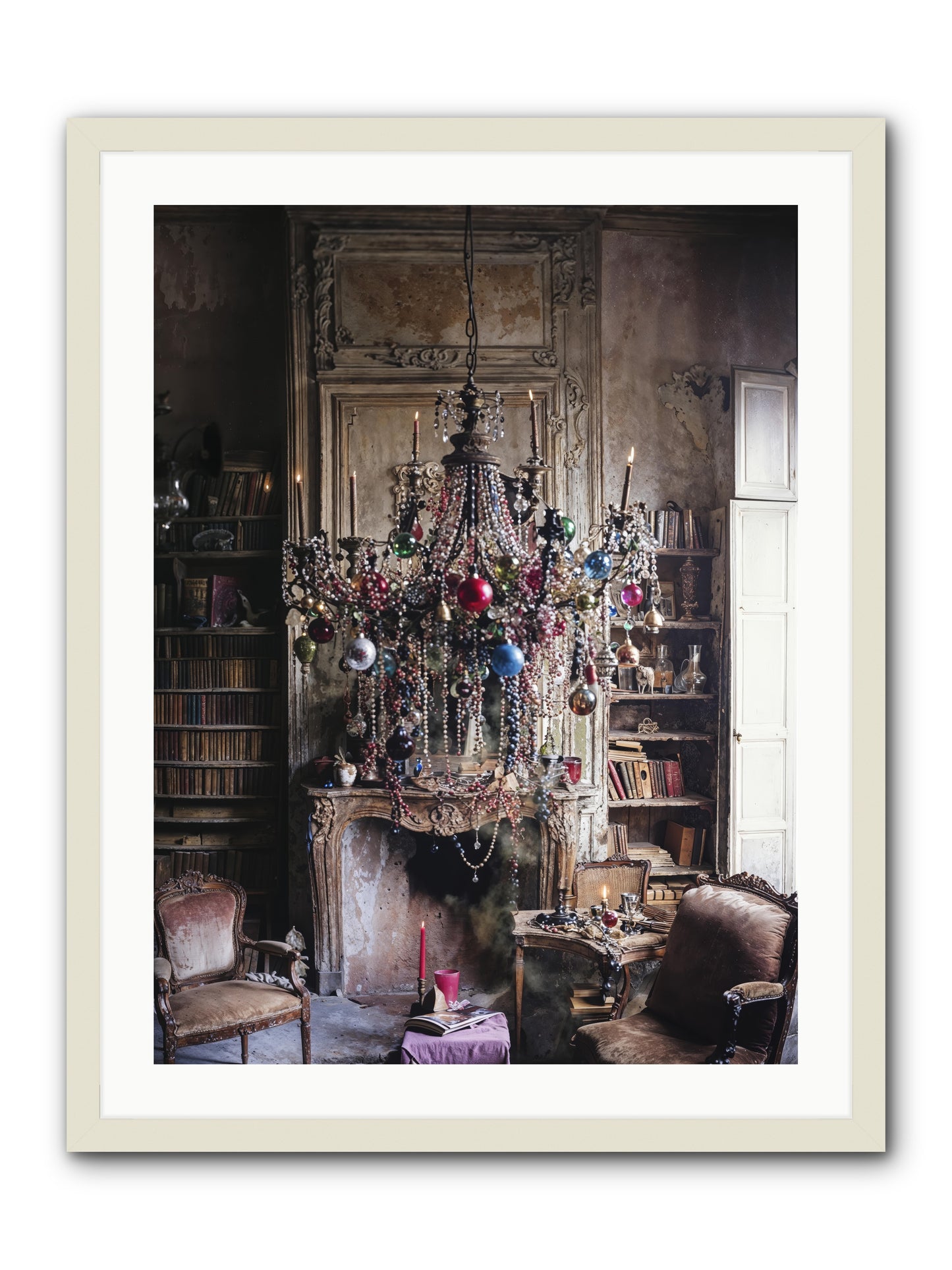Behind The Velvet Drapes -- Framed Print - White 24x32