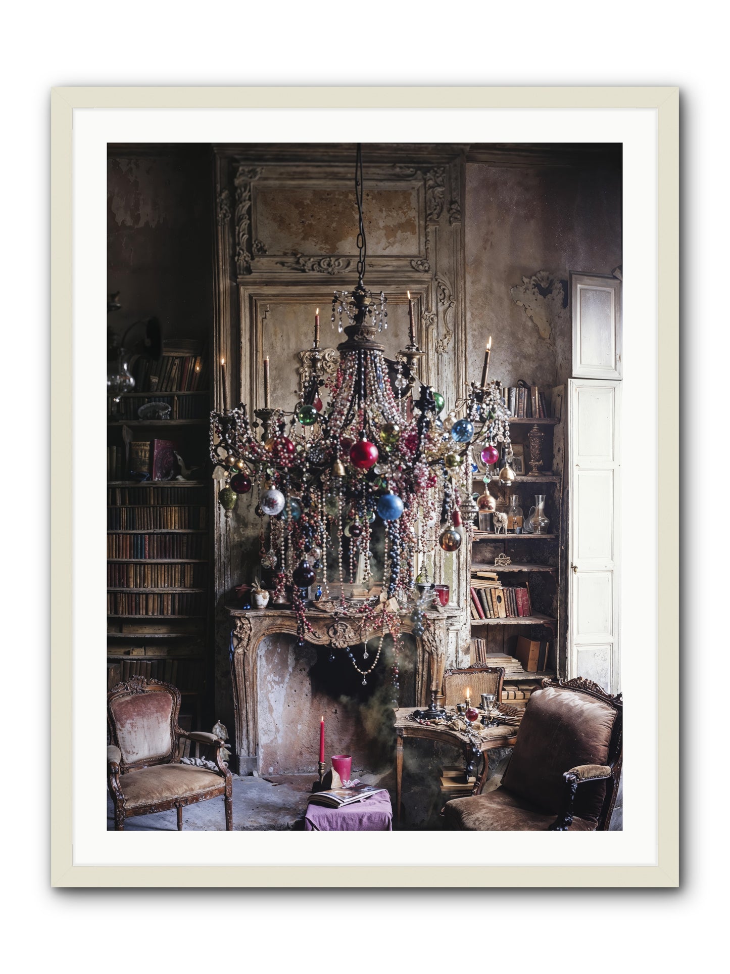 Behind The Velvet Drapes -- Framed Print - White 30x40